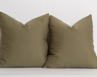 Solid Green Linen-Cotton Pillow Cover ALL SIZES Military Green Decorative Pillows For Couch Sofa Pillow Green Throw Pillow Pale Green Pillow