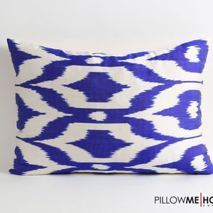 Handwoven Silk Ikat Pillow Cover: Uzbeki Lumbar Cushion