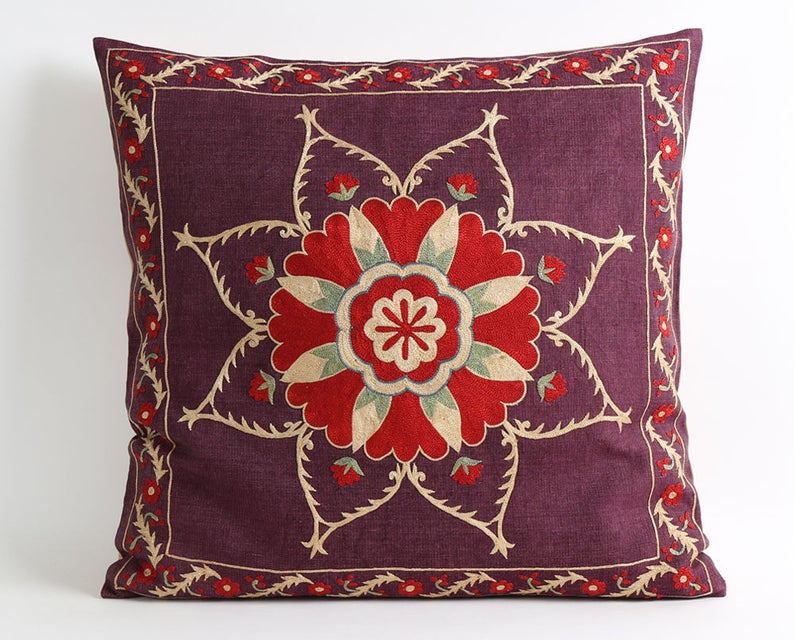 Suzani cushion Atlas, Suzani pillowcase image 1