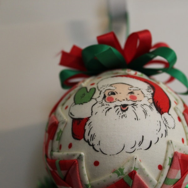 Christmas Quilted Ornament Santa Face