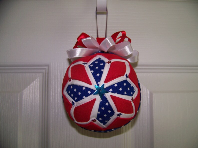 Red White and Blue Quilted Ornament - Etsy