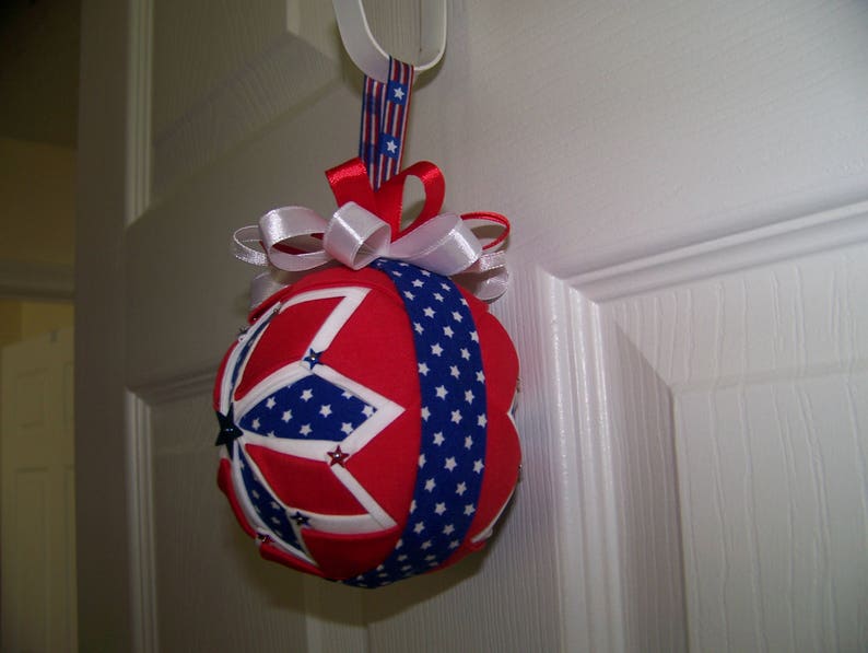 Red White and Blue Quilted Ornament | Etsy