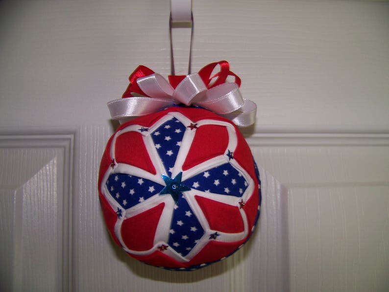 Red White and Blue Quilted Ornament | Etsy