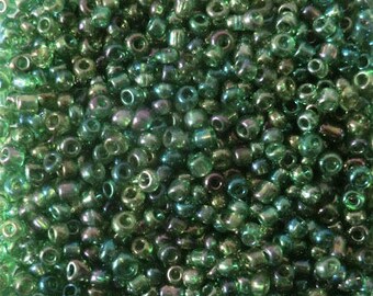 Seed beads 11/0 (2mm) iridescent dark green