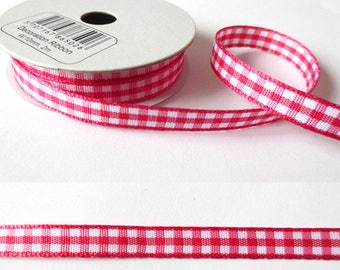 2 m x fancy 8mm cherry red gingham Ribbon