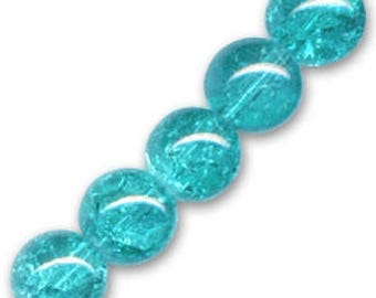 10 x 4 mm TURQUOISE Crackle Glass round beads
