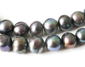 5 x 10-12 mm dark grey freshwater pearls