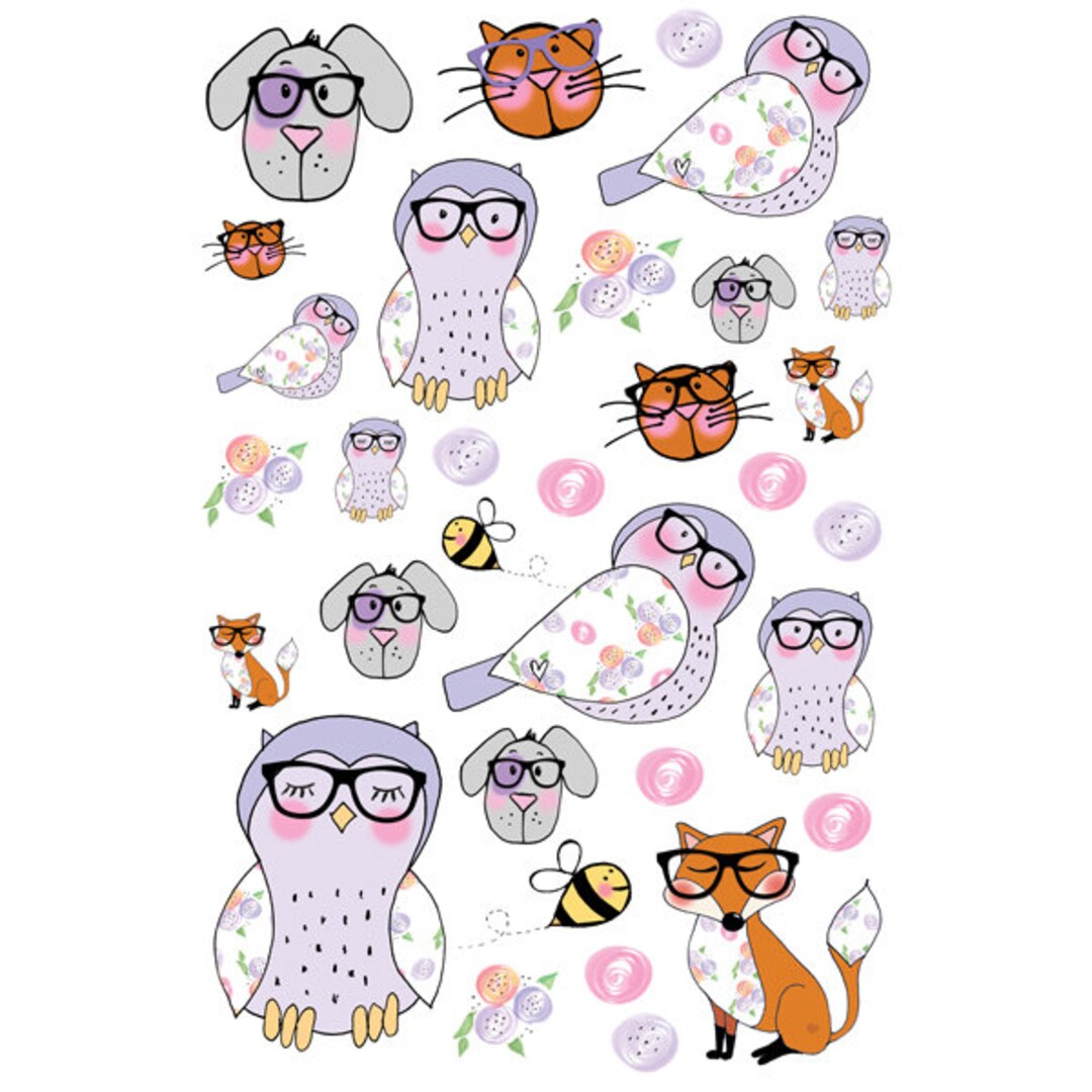 Owl & Nerdy Animal Stickers florals - Etsy