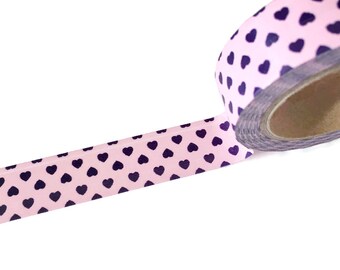 Pink with Purple Hearts Washi Tape