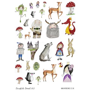 Sprookjesbos A5 planner/dagboek/plakboek/kaarten maken illustratie stickers