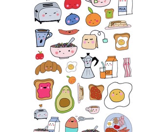 Breakfast Club scrapbooking or planner Illustration Stickers 001