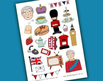 The Coronation of Kind Charles iii Scrapbooking or planner Illustration Stickers 001