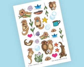 Otterly Wonderful Scrapbooking or planner Illustration Stickers 001