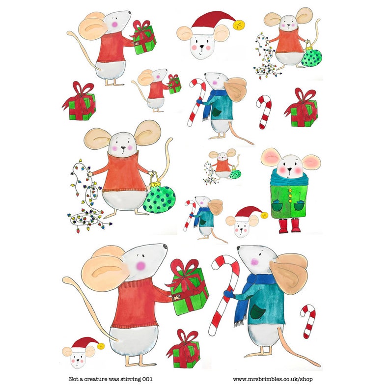 Not a Creature was stirring Christmas Mouse Illustration stickers 001 image 1