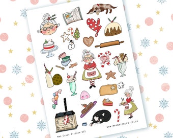 Mrs Claus Kitchen Scrapbooking or planner Illustration Stickers 001