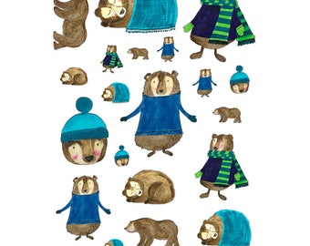 So Bear-y Cold Illustration Stickers (001)