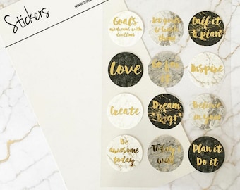 Pegatinas inspiradoras de lámina de oro de mármol