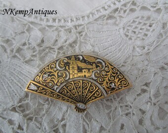 Damascene Fan on Stand