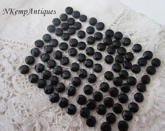 10 antique cabochons mourning jet bead 1CM5 diametre