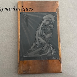 Old religious picture item signed wall decoration