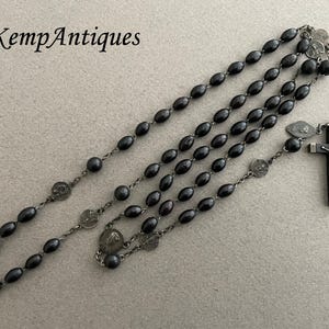 Antique silver rosary french black rosary religious