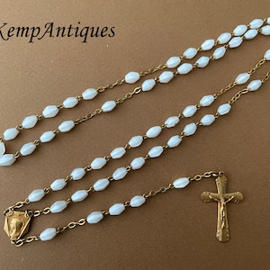 Old glass rosary white French