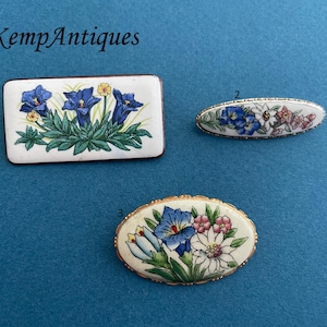 Alpine brooch enamel edelweiss pin