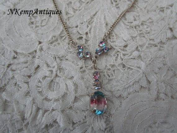 Rainbow glass necklace 1930's