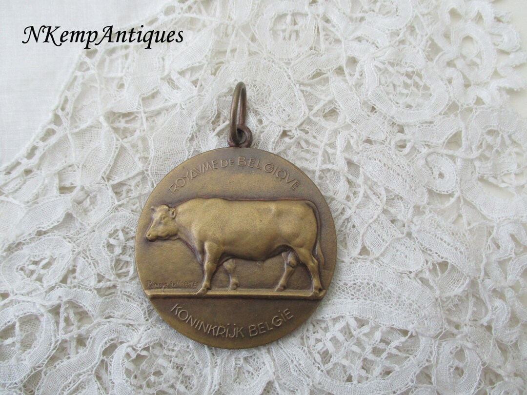 Vintage Cow /farming Medal Signed - Etsy