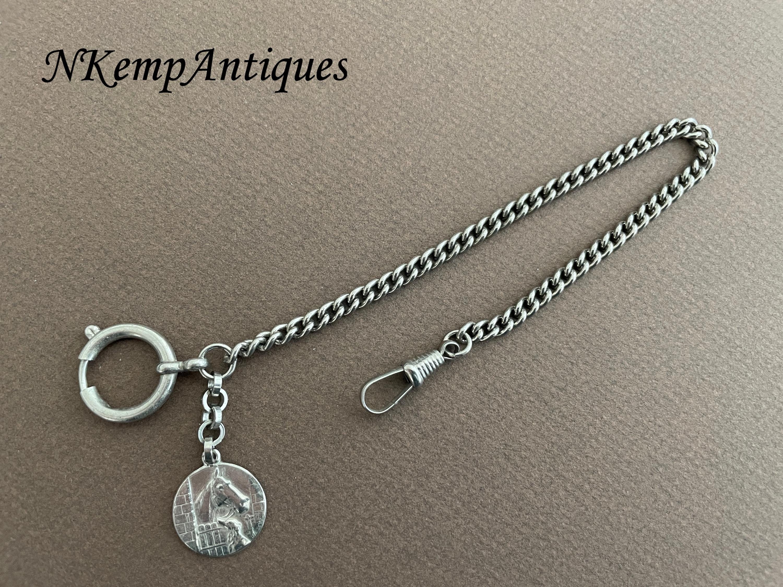 Chaîne de montre de gousset en argent massif c. 1900