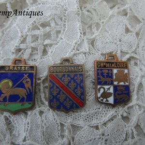 Old French enamel pendant/charm x 3 image 1