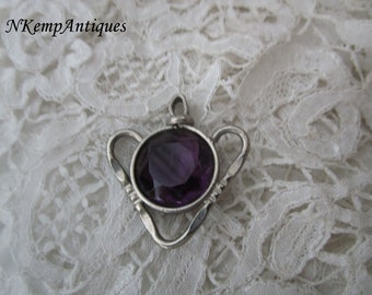 Antique watch fob /pendant 1910 amethyst glass