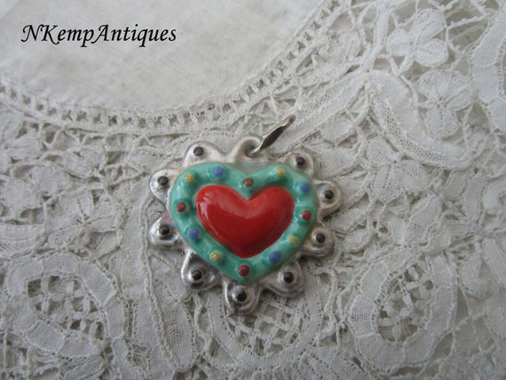 1930's heart pendant bavarian porcelain