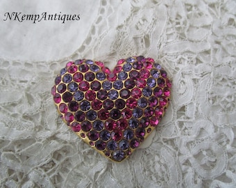 Rhinestone heart buckle component with original label