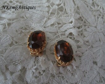 1930's earrings  glass clip ons