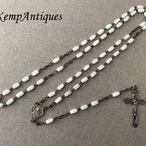 Old glass rosary white French