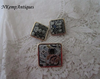 Vintage brooch and earrings