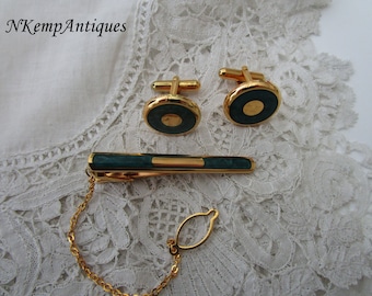 Vintage cufflinks and tie bar