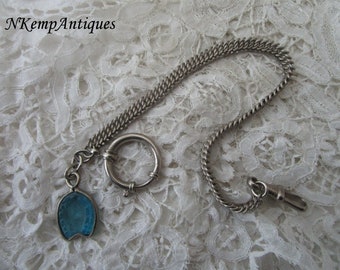 Equestrian watch chain and glass fob 20/30's pre-war