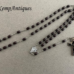 Old rosary bead french rosary brown wooden religious
