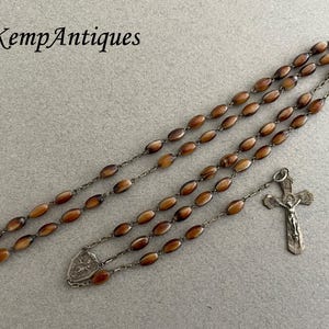 Old glass rosary french brown rosary