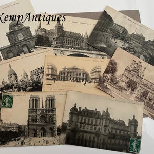 Cartão postal antigo de Paris x 8 itens efêmeros