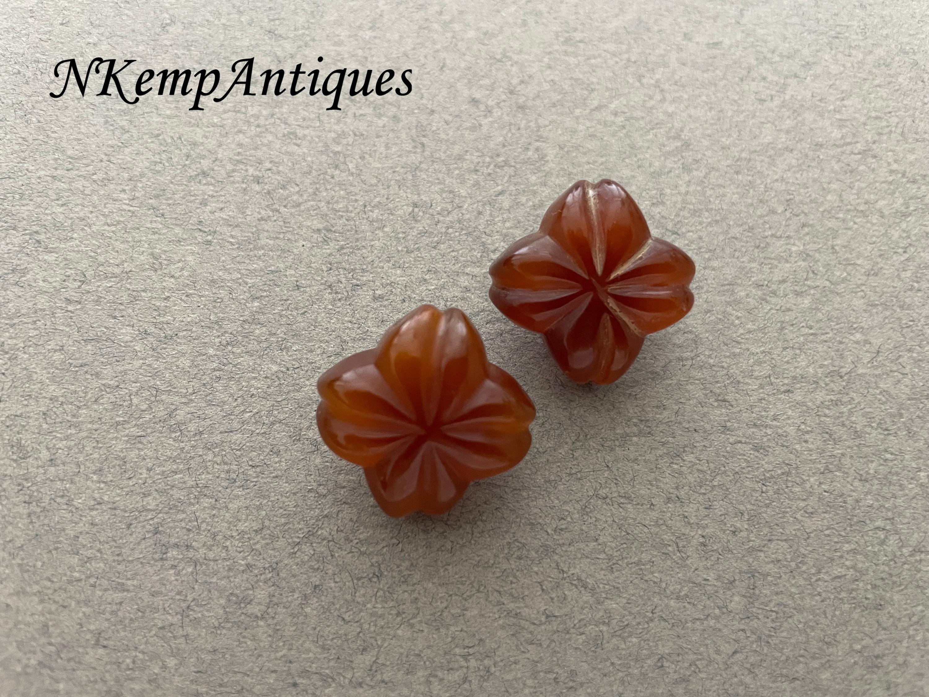 Boucles D'oreilles Clips Vintage En Bakélite - Bijou Ancien Testé