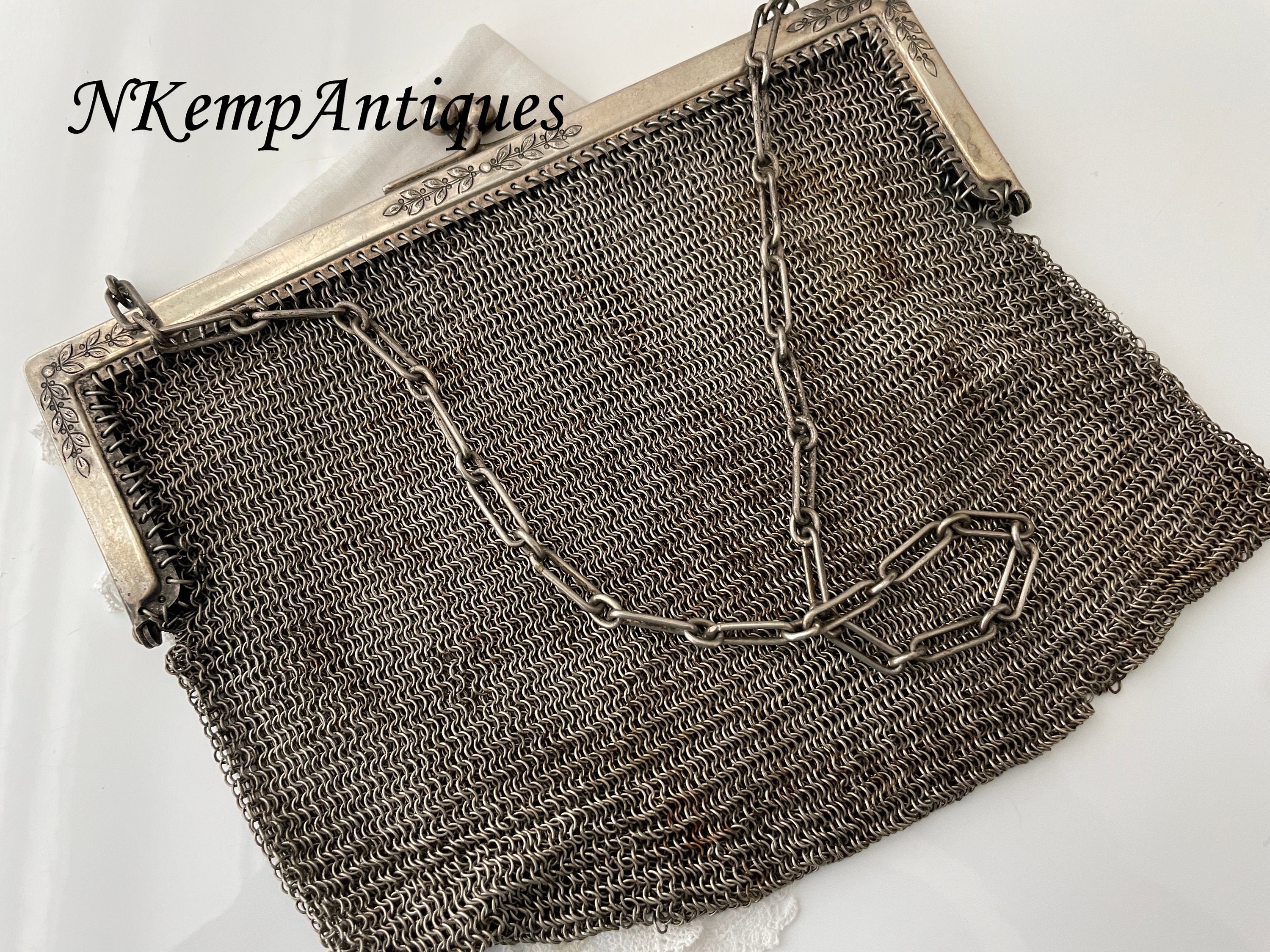 アンティークヴィクトリアンメッシュパース装飾ハンドバッグコイン入れ
