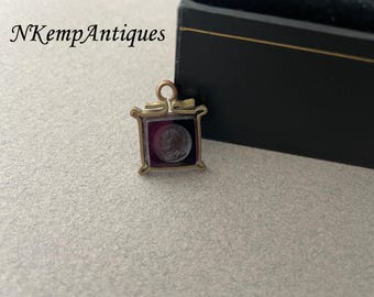 Antiker Intaglio Anhänger 1910 Amethyst Glas