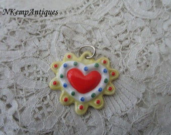 1930's heart pendant bavarian porcelain