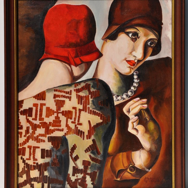 Reserved for Peyps - Lempicka, master copy, Tamara Lempicka, hand made oil painting, art deco, reproduction, old masters