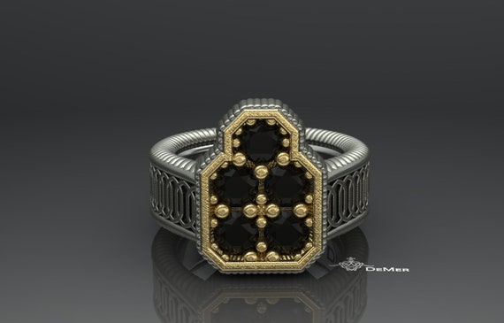 Bague en diamant noir pour homme 3.25cttw collection Heartblack