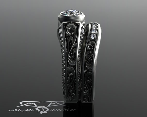 Scrollwork shop wedding band