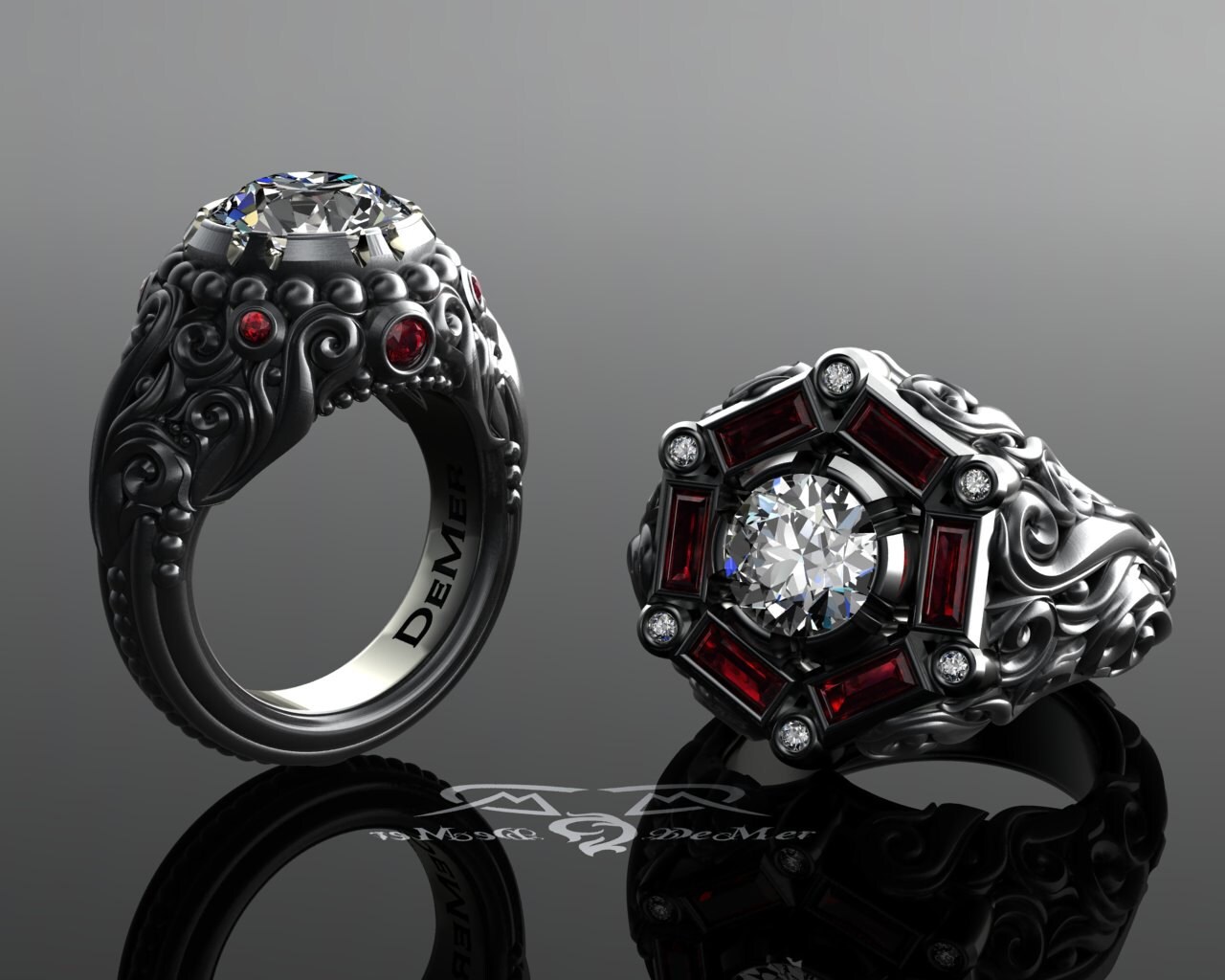 4ct Diamant & weiß Saphir 18kt Rose Gold Platin antik Stil | Etsy